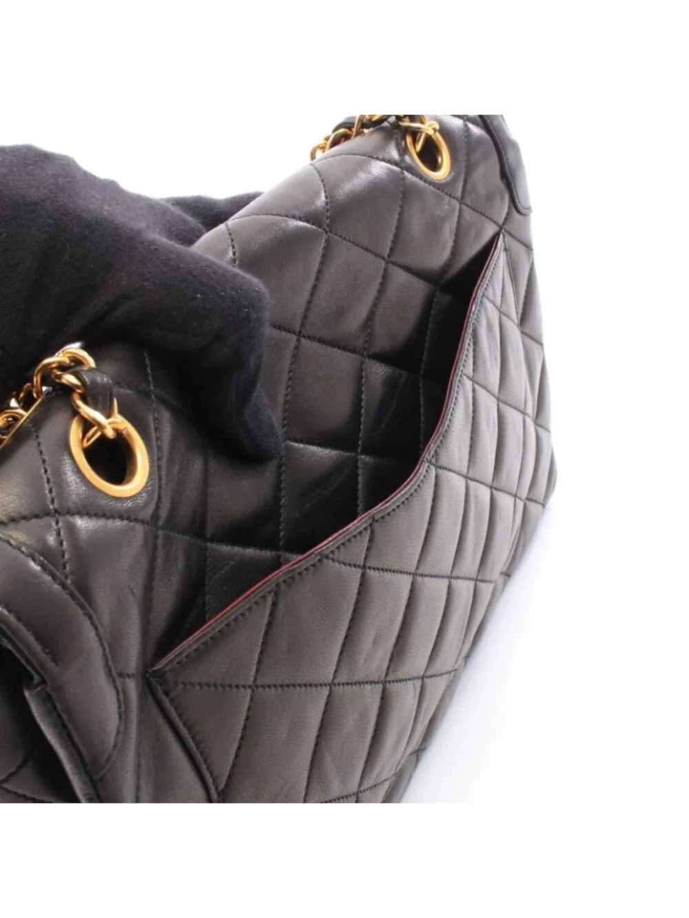 Chanel Shoulder Bag Quilted Limited Edition Double Flap Combination Black